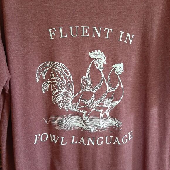 Chicken Graphic Tee Shirt Large Maroon Oversized Farm Hen Farmer Western Rooster - Picture 3 of 5